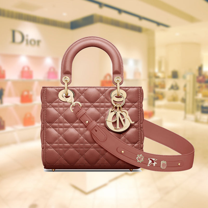 Small Lady Dior My ABCDior Bag Powder Pink Cannage Lambskin | DIOR